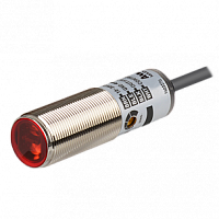 Фотоэлектрический датчик цилиндрический O18 L63мм, материал корпуса: нержавеющая сталь 316L, диффузный, положение излучателя/приемника фронтальное, красный LED (660нм), расстояние срабатывания: 1м, время срабатывания: 1мс, регулировка чувствительности: е