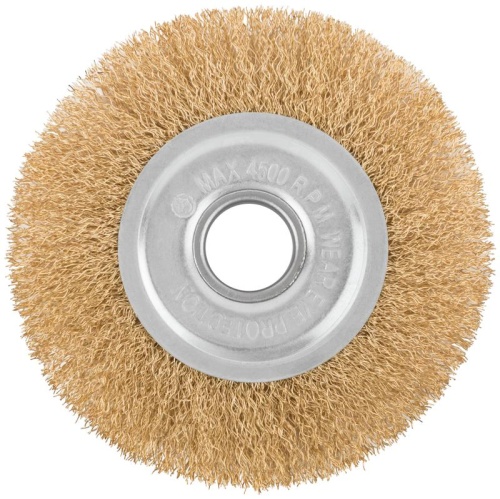 Кордщетка дисковая прямая, посадочный диаметр 22.2 мм, латунированная волнистая проволока 125 мм | код 39025 | FIT фото 2