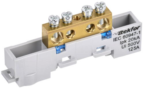 TEKFOR Шина N ноль неизолированная на универсальном держателе 8х12-4-С IEK | код TF-NN20-04-DL-K07 | IEK