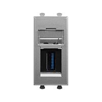USB 3.0 розетка модульная, тип А-А, Avanti, Закаленная сталь, 1 модуль | код 4404301 | DKC