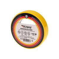 Изолента ПВХ KRANZ 0.13х15 мм, 10 м, желтая (10 шт./уп.) | код KR-09-2002 | KRANZ