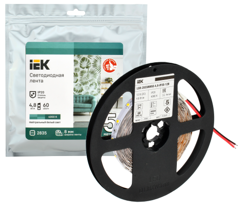 Лента светодиодная 5м LSR-2835NW60-4,8-IP20-12В | код LSR1-0-060-20-3-05 | IEK фото 2 Лента светодиодная 5м LSR-2835NW60-4,8-IP20-12В | код LSR1-0-060-20-3-05 | IEK фото 2