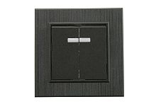 Выключатель 2-клав. с подсветкой Karea LINE STAR чер.Makel 86054023