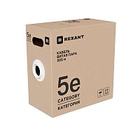 Кабель витая пара U/UTP кат.5E 4PR 24AWG ZH нг(А)-HF INDOOR SOLID сер. РФ (305м) Rexant 01-0069-R