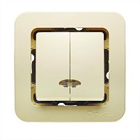 Выключатель 2-кл. СП Lillium 10А IP20 без вставки с подсветкой крем. Makel 71223