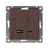 Розетка USB Афина A+С 2.4/4А, механизм с/у, венге (еврослот) | код А0059-V | Universal