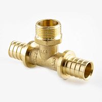 Тройник аксиальный латунь наружн. резьба 16х3/4дюйм жел. | код 34809 | RTP