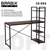 Стол на металлокаркасе BRABIX LOFT CD-005, 1200х520х1200 мм, 3 полки, цвет морёный дуб | код 641221 | BRABIX