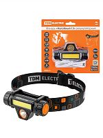 Фонарь «Налобный 13» аккум., 5 Вт CREE+3 Вт COB, Li-Ion 3,7 В 18650 1,2 А*ч, 120 лм, USB, TDM | код SQ0350-0070 | TDM