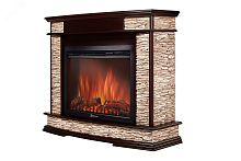 Портал для камина Scala 25 из камня бурый сланец и шпон темный дуб | код Scala 25 BDO | Firelight