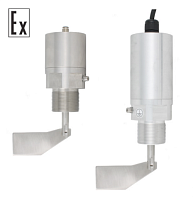 Механический ротационный датчик предельного уровня сыпучих материалов в корпусе из нерж. стали, -50 +80 С, Рmax=10 bar, 24 VDC, IP67, вибростойкость до 29g, лопасть складная двусторонняя 28х200 мм, нерж. сталь, скорость вращения 15 об/мин, соединение- рез