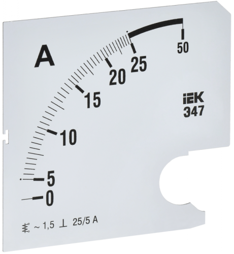 Шкала смен. для амперметра Э47 25/5А-1,5 96х96мм IEK | код IPA20D-SC-0025 | IEK