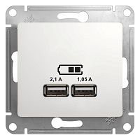Розетка 2xUSB GLOSSA, белый | код. GSL000133 | Schneider Electric