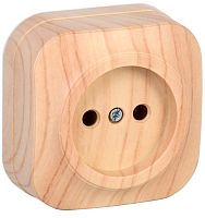 Розетка одноместная для открытой установки РС20-2-ХС без заземления 10А GLORY сосна | код ERH10-K34-10 | IEK