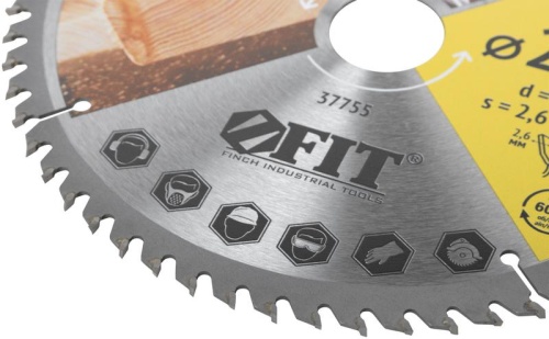 Диск пильный для циркулярных пил по дереву 216х32/30х60T FIT 37755 фото 5