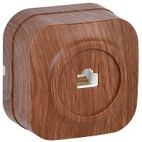 Розетка одноместная для открытой установки компьютерная РК10-ХД GLORY дуб | код EKH10-K24 | IEK