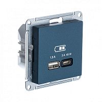 ATLASDESIGN USB РОЗЕТКА A + тип-C 45Вт высокоскор.заряд. QC,PD, мех., ИЗУМРУД | код ATN000829 | Systeme Electric