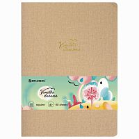 Тетрадь 60 л. в клетку обложка кожзам под лён, сшивка, B5 (179х250мм), БЕЖЕВЫЙ, BRAUBERG PASTEL, 403874 | код 403874 | BRAUBERG