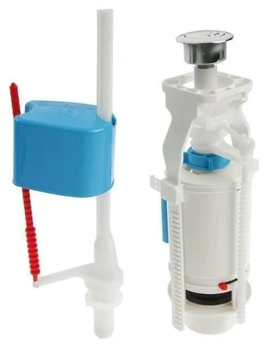 Набор для бачка унитаза с нижней подводкой 1/2' c пластиковым щтуцером 2-кнопка металлизированная эконом | код WC3550М | АНИ пласт Набор для бачка унитаза с нижней подводкой 1/2' c пластиковым щтуцером 2-кнопка металлизированная эконом | код WC3550М | АНИ пласт