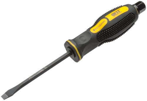 Отверткa ударная, сталь S2, шестигран.жало, боек под ключ, прорезиненная ручка, Профи 6х100 мм SL | код 55636 | FIT фото 2