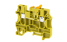 Клемма проходная винтовая 4 мм2 с размыкателем, с тестовым гнездом, на 2 подключения, желтая DUTKD4TS-YELLOW | код 1703160004 | Elmex