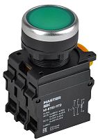 Кнопка с подсветкой и фиксацией d=22мм 1NO+1NC зелёная MASTER IEK | код MI-BT60-11TD-3-11-K06 | IEK