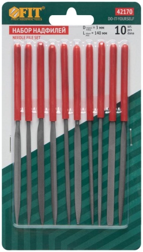 Надфили узкие ПВХ ручка 3х140 мм, 10 шт | код 42170 | FIT фото 2
