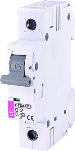 Автоматический выключатель ETIMAT 6 1p D 2A (6kA) | код 002161508 | ETI