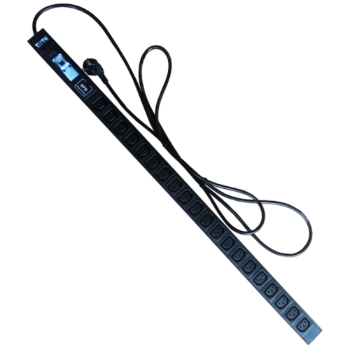 Блок розеток вертикальный, 1-фазный с автоматом, 16A / 250V, 20xC13, шнур 3.0 м, вилка Schuko | код TWT-PDV-20C3-GP | TWT