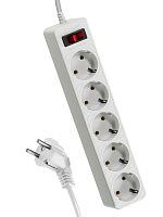 Удлинитель с сетевым фильтром 5х5м с заземл. 10А IP20 2.2кВт 3х0.75 индикатор сети бел. Космос FKsm5m-5g(W)