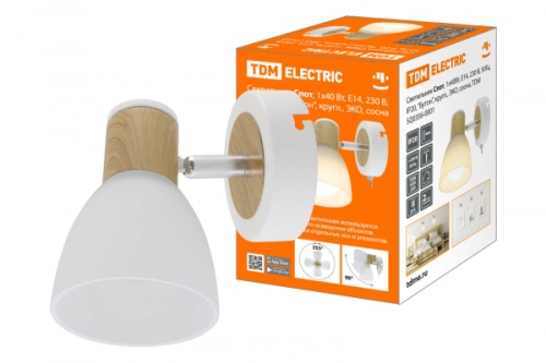 Светильник Спот, 1х40Вт, Е14, 230 В, 50 Гц, IP20, Бутон, кругл., ЭКО, сосна, TDM | код SQ0356-0001 | TDM Светильник Спот, 1х40Вт, Е14, 230 В, 50 Гц, IP20, Бутон, кругл., ЭКО, сосна, TDM | код SQ0356-0001 | TDM