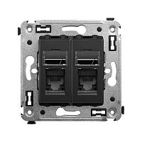 Компьютерная розетка RJ-45 в стену, кат.6А двойная, Avanti, Черный матовый | код 4412374 | DKC