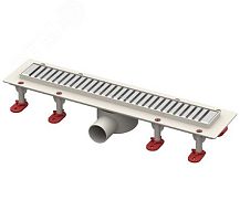 трап линейный с сухим затвором, с горизонтальным выходом d50 мм, решетка l600 мм, решетка нержавеющая сталь | код 101200423 | Татполимер