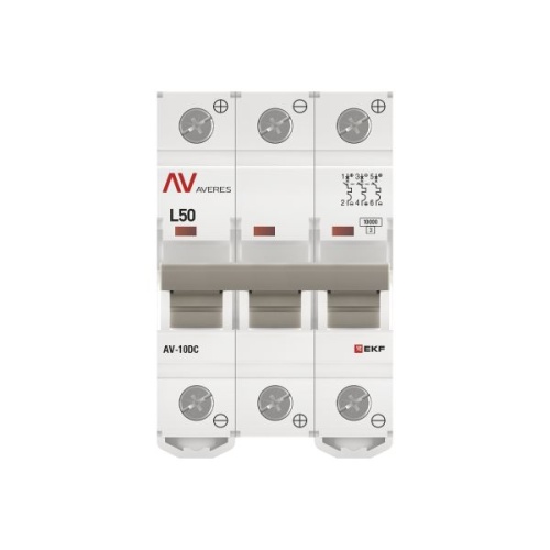 Выключатель автоматический AV-10 DC 3P 50A (L) 10kA EKF AVERES | код mcb10-DC-3-50L-av | EKF фото 5