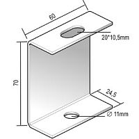 Кронштейн потолочный, высота - 70 мм, (аналог 50) Сендзимир | код PB | Vergokan