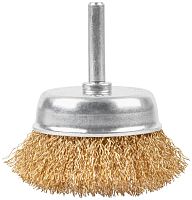 Щетка для дрели, Чашка, латунированная витая проволока 0,3 мм, 65 мм, блистер, Profi | код 82-911 | FIT