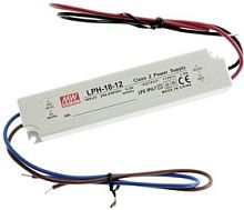 Источник питания AC-DC, 18Вт, IP67, вход 180…264В AC, выход 12В/1,5A, изоляция 3000В AC, в кожухе 140х30х22мм, -30…+70С | код LPH-18-12 | MeanWell