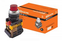 Кнопка ABLFP-22 красный d22мм неон/230В 1з+1р TDM | код SQ0704-0005 | TDM