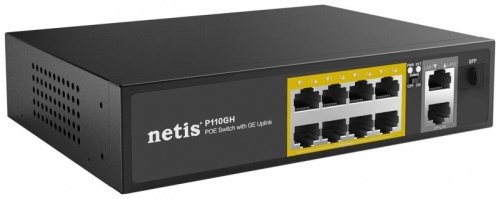 Коммутатор Netis P110GH (L2) 8x100Мбит/с 2x1Гбит/с 1SFP 8PoE 8PoE+ 120W неуправляемый | код 1980563 | NETIS
