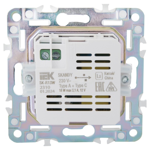 SKANDY Роз. USB A+C 18Вт SK-R13W арк. бел. IEK | код SK-U22-018-K01 | IEK фото 5