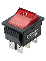 KCD4-202N 250В AC/DC, 2P, 15А, (6с), ON-ON, черный корпус, красная клавиша, LED TDM | код SQ0746-0168 | TDM