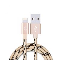 Кабель USB 2.0 hoco X2 текстильная оплетка, AM/Lightning M, золотой, 1м | код 6957531032144 | Hoco