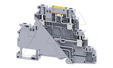 Клемма двухъярусная с ножевым размыкателем CYDLK4 /6x94,5mm, винтовая, 4 присоед., 4(max 6)mm2, 20/32A, 630V, серая | код CYDLK4 | Connectwell