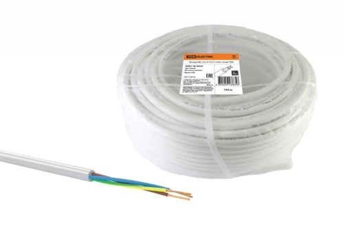 Провод ПВС 3х0.75 ГОСТ (бухта 100м) белый | код SQ0118-0037 | РЭМЗ ТМ