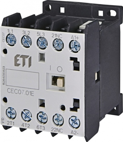 Контактор миниатюрный CEC 07.01 230V AC (7A, 3kW, AC3) | код 004641060 | ETI