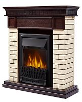 Портал для камина Bricks Classic из камня бежевый кирпич и темный дуб | код Bricks Classic BDO | Firelight