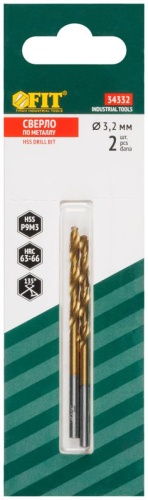 Сверла HSS по металлу, титановое покрытие, в блистере 3.2 мм (2 шт) | код 34332 | FIT фото 3