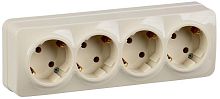 Розетка четырехместная для открытой установки РС24-3-ХК с заземлением 16А GLORY кремовый | код ERH41-K33-16 | IEK