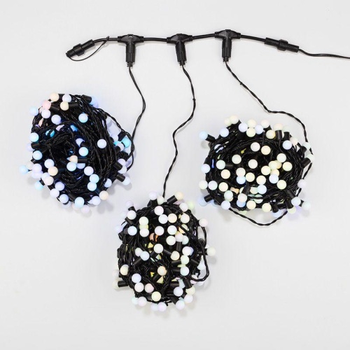 Гирлянда светодиодная "LED ClipLight-Мультишарики" 3 нити х20м 399LED RGB 25Вт 24В IP65 свечение с динамикой трансф. в компл. провод ПВХ темн. зел. Neon-Night 323-619