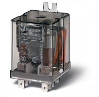 Универсальное электромеханическое реле, монтаж в наконечники Faston 187 (4.8х0.8мм), 2CO 10A, контакты AgNi, катушка 60В DC, степень защиты RTI, боковой монтажный фланец, опции: нет | код 606290600000 | FINDER